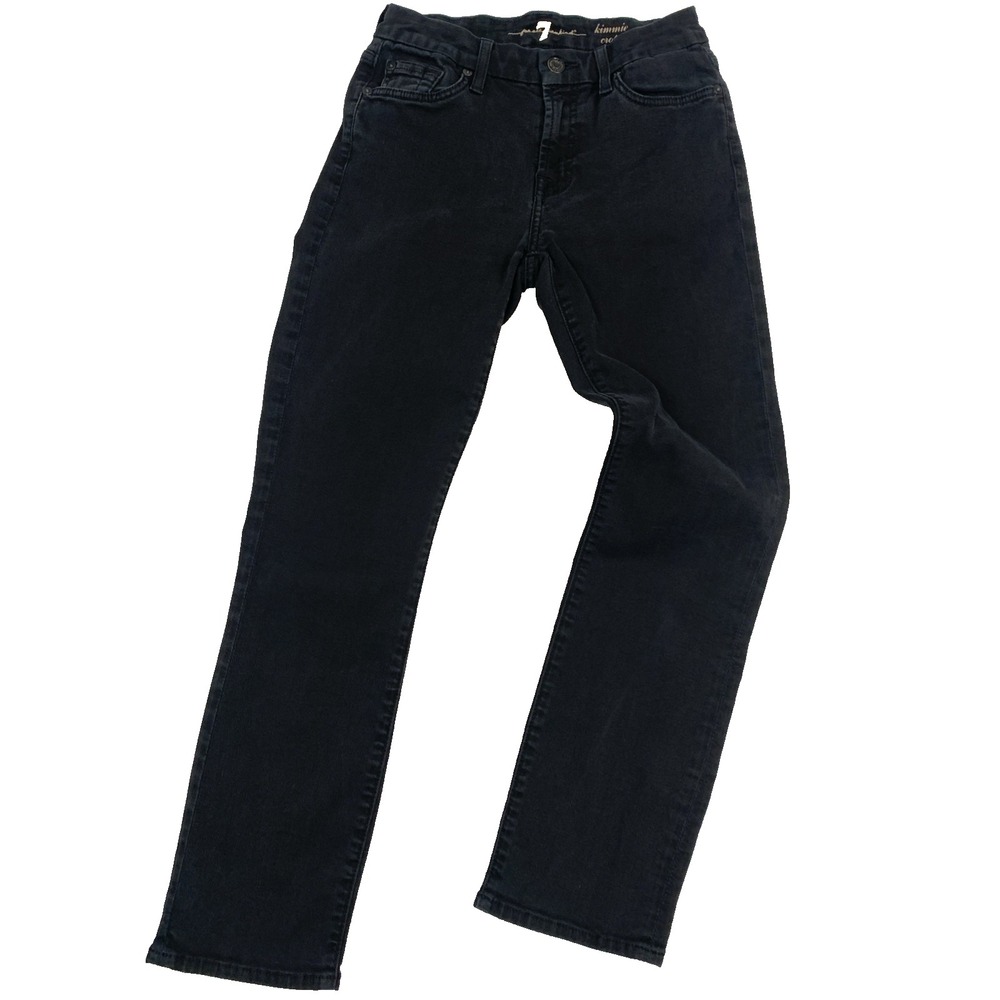 7 For All Mankind Kimmie Crop Jeans Womens 27 Black Skinny Ankle Mid Rise